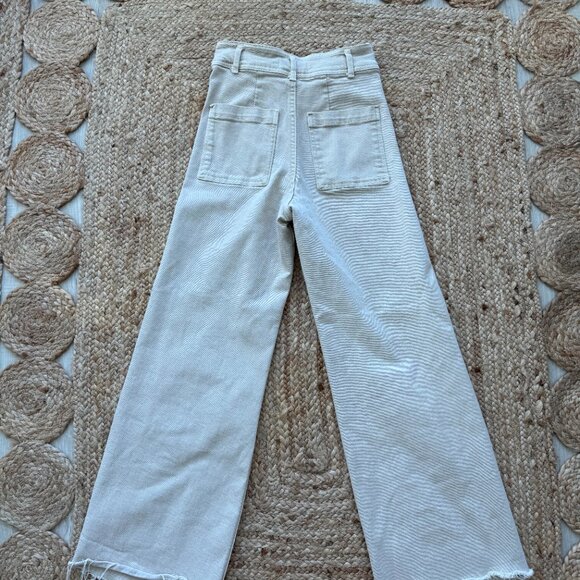 ZARA ZW Collection High Waist Marine Straight Jeans with Pockets – Beige – Size - Picture 13 of 16